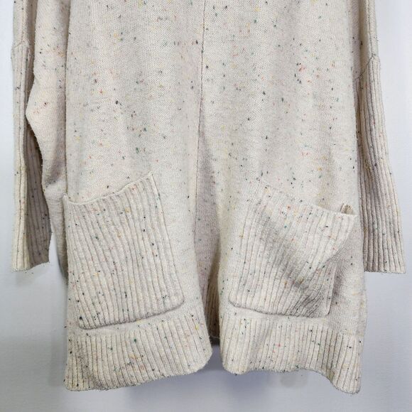 Loft Sweater Small Flecked Pocket Poncho Oversized Turtleneck 3/4 Sleeve Flowy - Picture 6 of 11